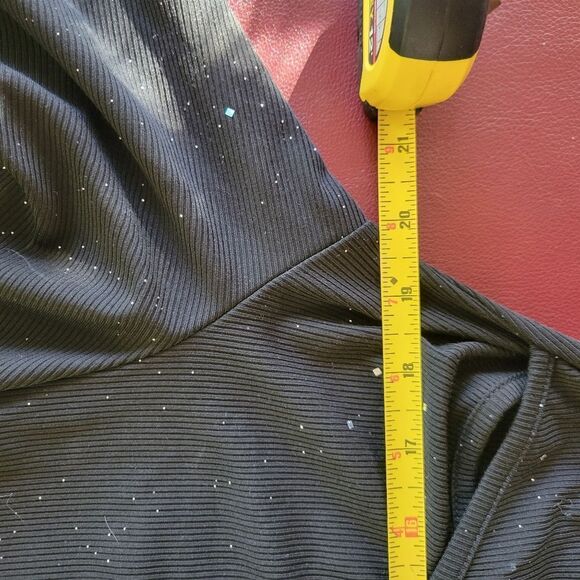 Black Sparkley Ribbed Fabric Cut-Out Dress - Picture 9 of 10